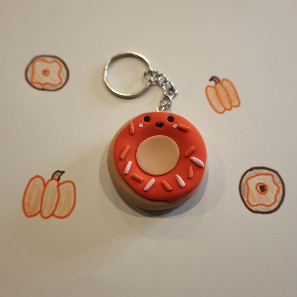 Orange Pumpkin Doughnut Worry Stone Key Chain | Fidget Toy