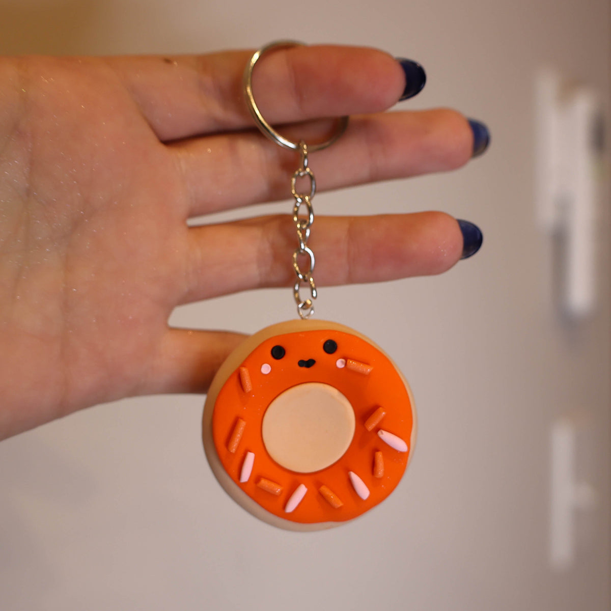 Orange Pumpkin Doughnut Worry Stone Key Chain | Fidget Toy