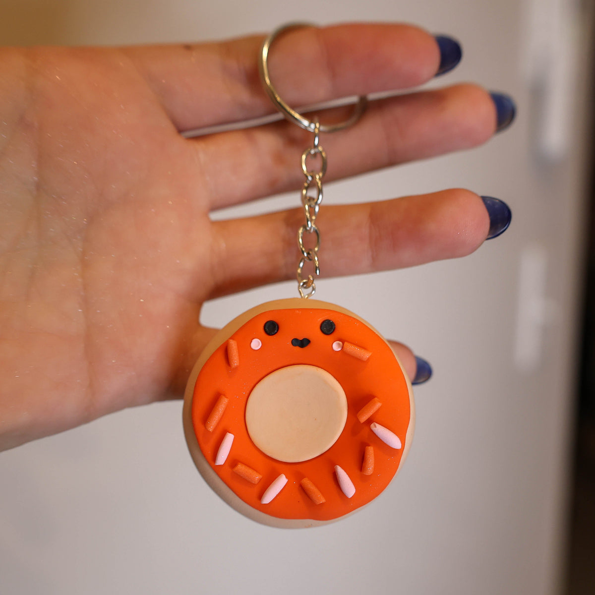 Orange Pumpkin Doughnut Worry Stone Key Chain | Fidget Toy